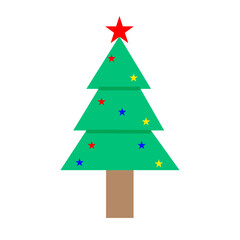 Christmas Tree Icon with Star – Flat Holiday Decoration