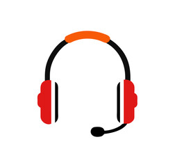 Headphones with microphone, headset icon. Support, Call center