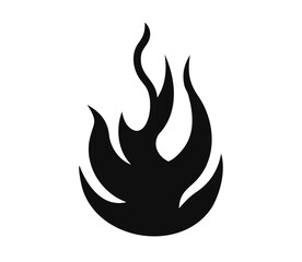 Fire flame icon. Black icon isolated on white background.