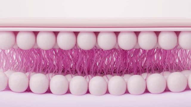 Pink Serum Absorption Stimulates Collagen and Elastin for Sagging Skin Repair. 3D rendering