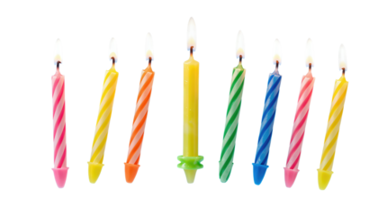 Colorful Lit Birthday Candles in Various Colors