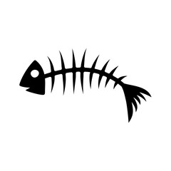 Fish skeleton silhouette. Vector illustration.
