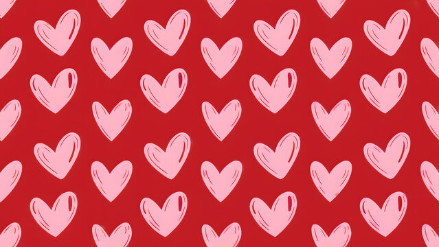 Express your love with this sweet pink heart pattern on a deep red background for Valentine's Day