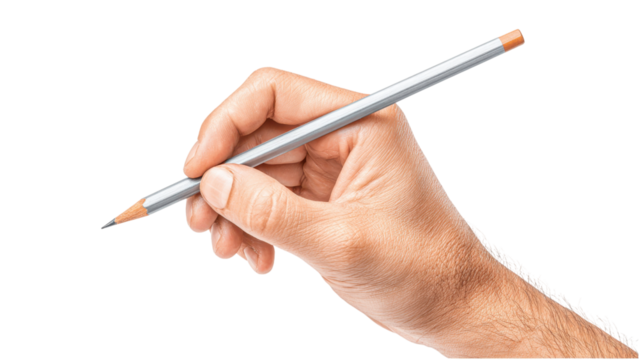 Hand Holding a Graphite Pencil Ready to Write or Draw