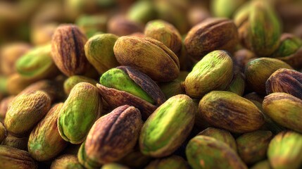 Pistachio nuts close up showing healthy snack food