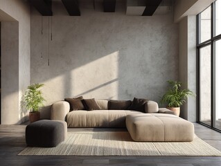 Modern living room interior with contemporary sofa