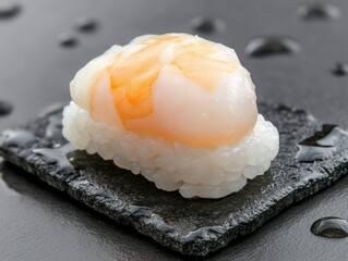 Delicious sushi with pristine shrimp topping.