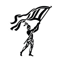 Warrior Silhouette Waving Flag Vector Illustration