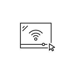 Video player and wi-fi. Podcast, audio and wireless listening. Pixel perfect, editable stroke vector icon