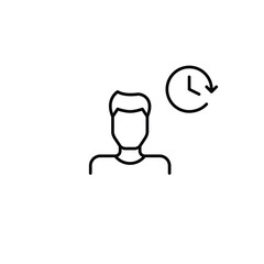 Man user avatar and clock. Daily routine, timeless tracking and work schedules. Pixel perfect, editable stroke vector icon