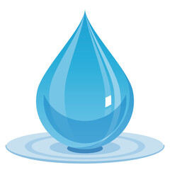 水面に広がる波紋と落ちる水滴のシンプルなベクターイラスト