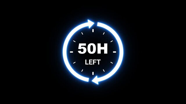Countdown timer showing 50 hours left with glowing blue circular arrows remaining