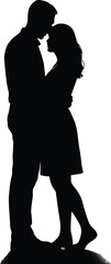 A silhouetted couple embracing in a tender and intimate moment of love