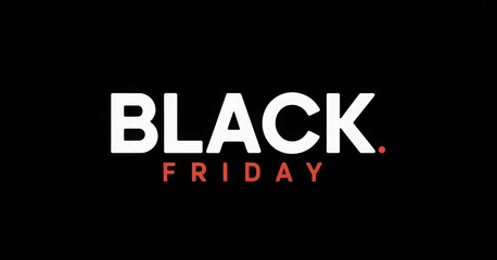 Bold white text black friday sale announcement with colorful glitch effect on black background