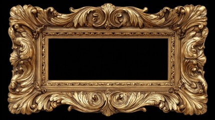 baroque. Ornate golden frame on dark velvet, showcasing intricate baroque details and luxurious texture. event programs, museum guides, designed for cultural heritage projects and event programs.