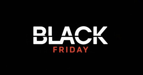 Bold white black friday text overlayed on a dark black background with red accent