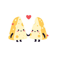 Two cheese slices happy new year 2026 with hearts vector illustration