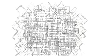 Abstract Geometric Network Interconnected Lines and Squares