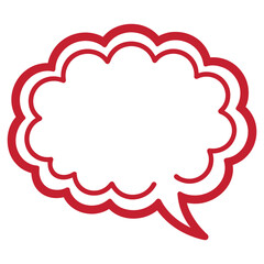 Red outline of a fluffy, cloudshaped speech bubble with a pointer