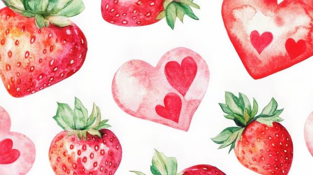Video A decorative arrangement of strawberries featuring hand-painted heart designs
