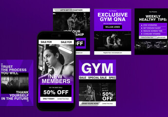 Purple Minimalist Gym Social Media