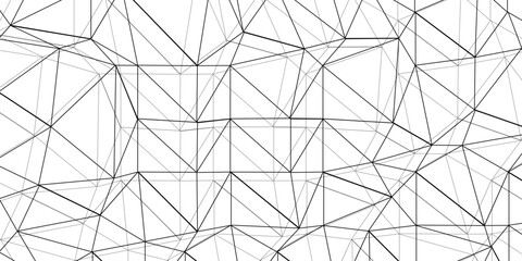 Abstract line background. abstract black lines with white background. Abstract triangle lowpoly lines, polygonal line seamless pattern. Gray and white geometric background with low poly triangle