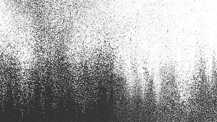 Black and white speckled texture with gradient density from dark to light abstract background