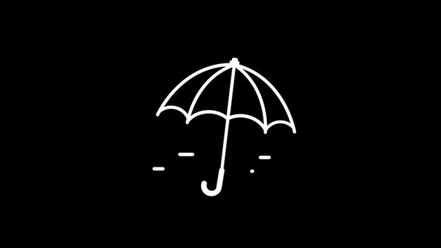 White line art umbrella icon animation for modern weather websites, presentations, or educational materials.