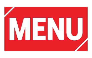 MENU text written on red stamp sign.