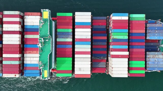 cargo container ship working. Ship carry container. Container bulk Cargo Ship Large vessel running to yard port concept freight shipping ship. forwarder mast. import export. trasportation logistics	