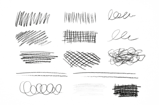 set of black pencil scribble elements and textures isolated on white or transparent png - Powered by Adobe