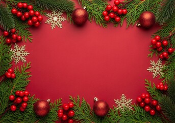 Festive Evergreen and Berries Frame