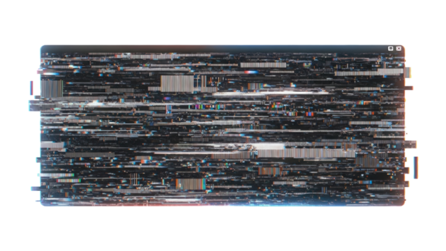 Flickering glitch modal window isolated on white background
