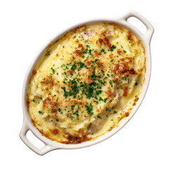 Savory Brandade Parmentier, delicious brandade de morue casserole with creamy mashed potato. warm comfort food