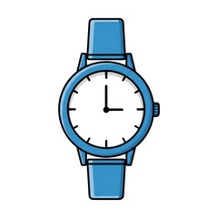 Modern blue digital wristwatch isolated on transparent background