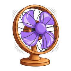 Purple fan with wooden base isolated on transparent background