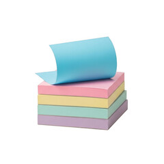 Stack of colorful sticky notes isolated on transparent background