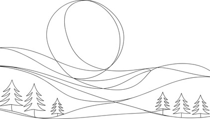 Fototapeta premium Vector illustration of a vintage black Christmas tree sketch drawing, perfect for holiday card frame art and winter nature decoration