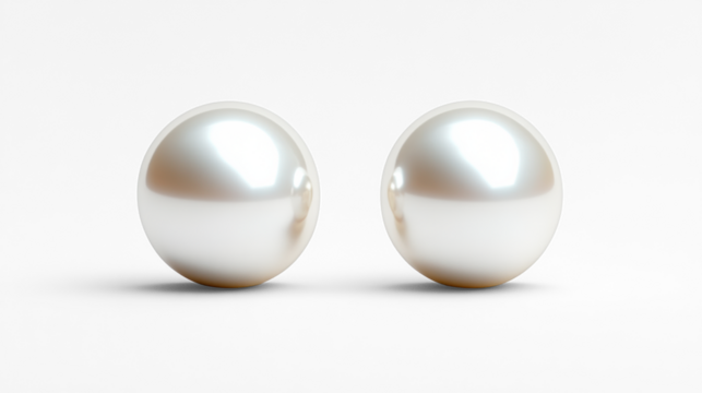 Elegant White Pearl Stud Earrings on Clear Background