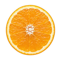 Close up of a fresh orange slice isolated on transparent background