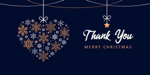 Fototapeta premium thank you christmas greeting card with decorative heart vector illustration