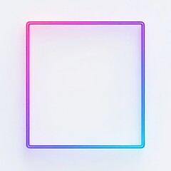 Square frame with vibrant pink and blue gradient lighting on a white background