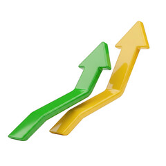 Two upward trending arrows isolated on transparent background