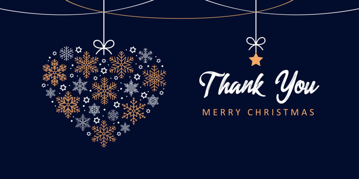 thank you christmas greeting card with decorative heart vector illustration - Powered by Adobe