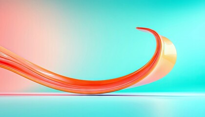 An abstract image featuring a swirling, ribbon-like form against a gradient background.