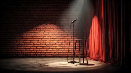Empty Stage Spotlight - Awaiting the Comedians Arrival.