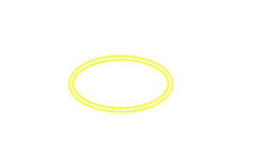 A glowing yellow circular ring with a soft aura effect isolated on a transparent background representing light or energy isolated on transparent background