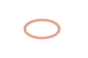 A glowing orange neon ring shape with a dark center isolated on transparent background