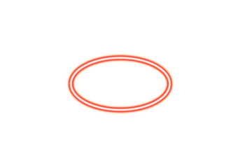 A glowing orange neon ring shape with a dark center isolated on transparent background