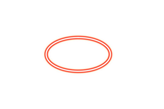 A glowing orange neon ring shape with a dark center isolated on transparent background